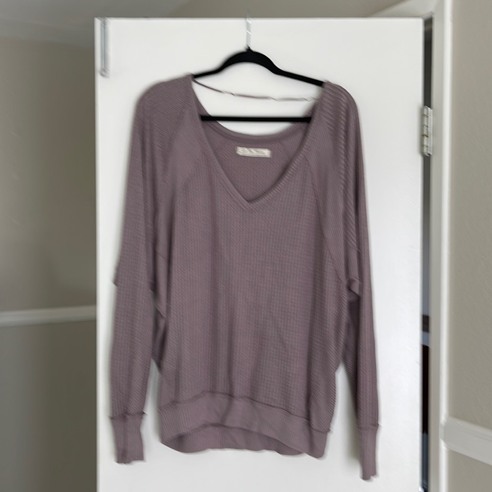 Free People “dusty grape” color, waffle knit, size M top